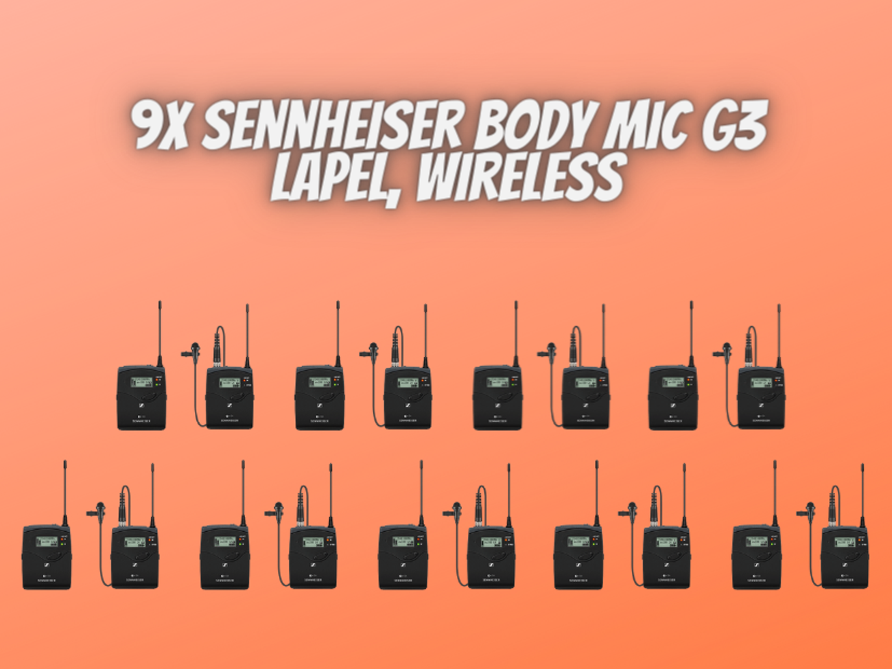 9x body microphone, lapel, sennheiser g3 g4, radio microphone