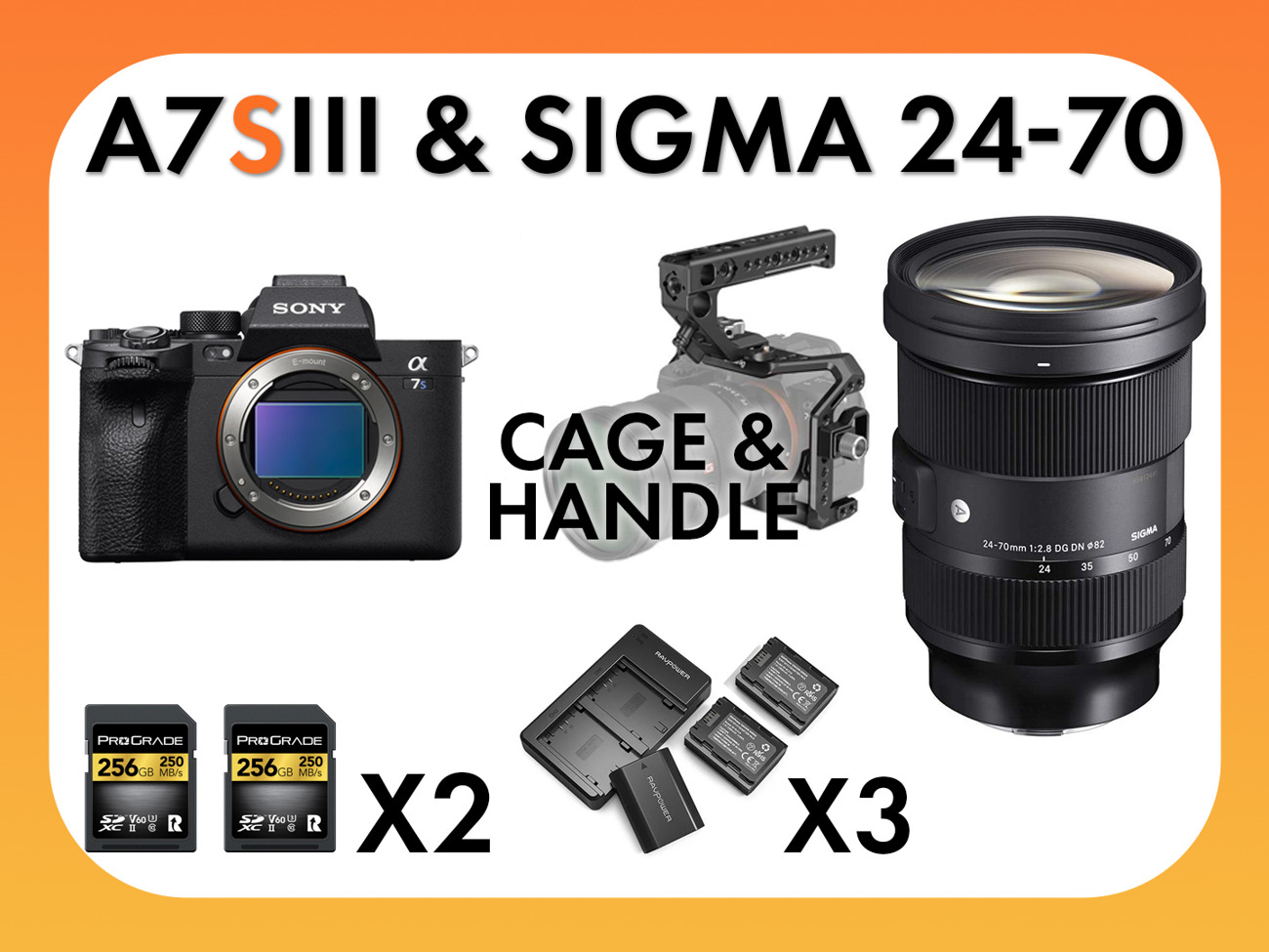 Sony a7siii & sigma 24-70mm f2.8 lens bundle kit (fx3 equivalent)