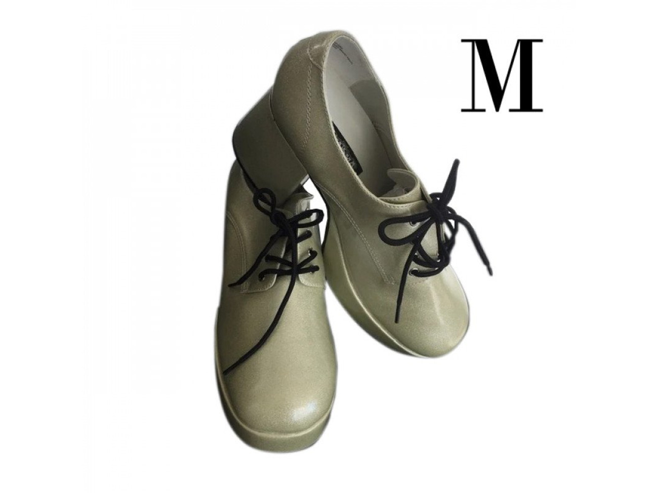 Add on with a shirt/pants: z47d-pearl gold shiny platform shoes rental -medium 10-11