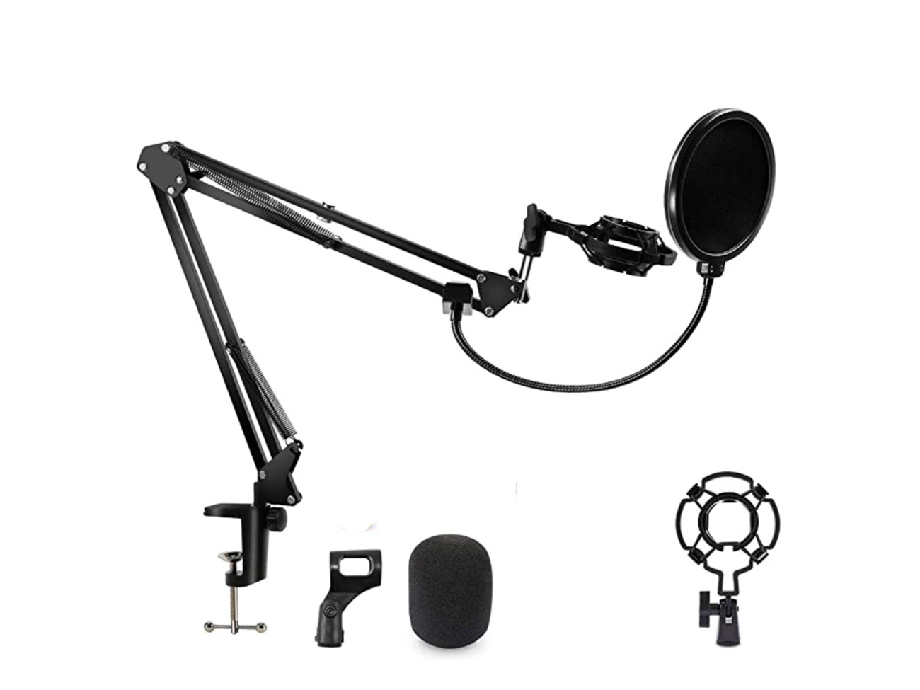 Adjustable microphone stand w/accessories for music podcasts