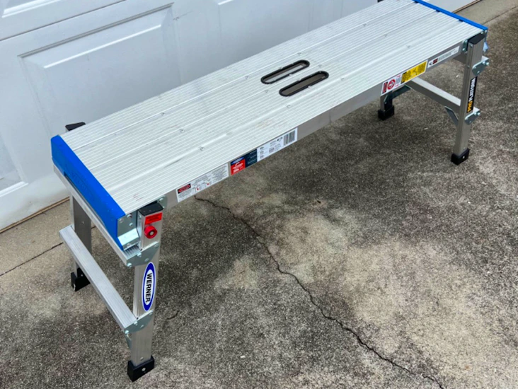 Aluminum work platform with 300 lb. capacity - alternative to a ladder