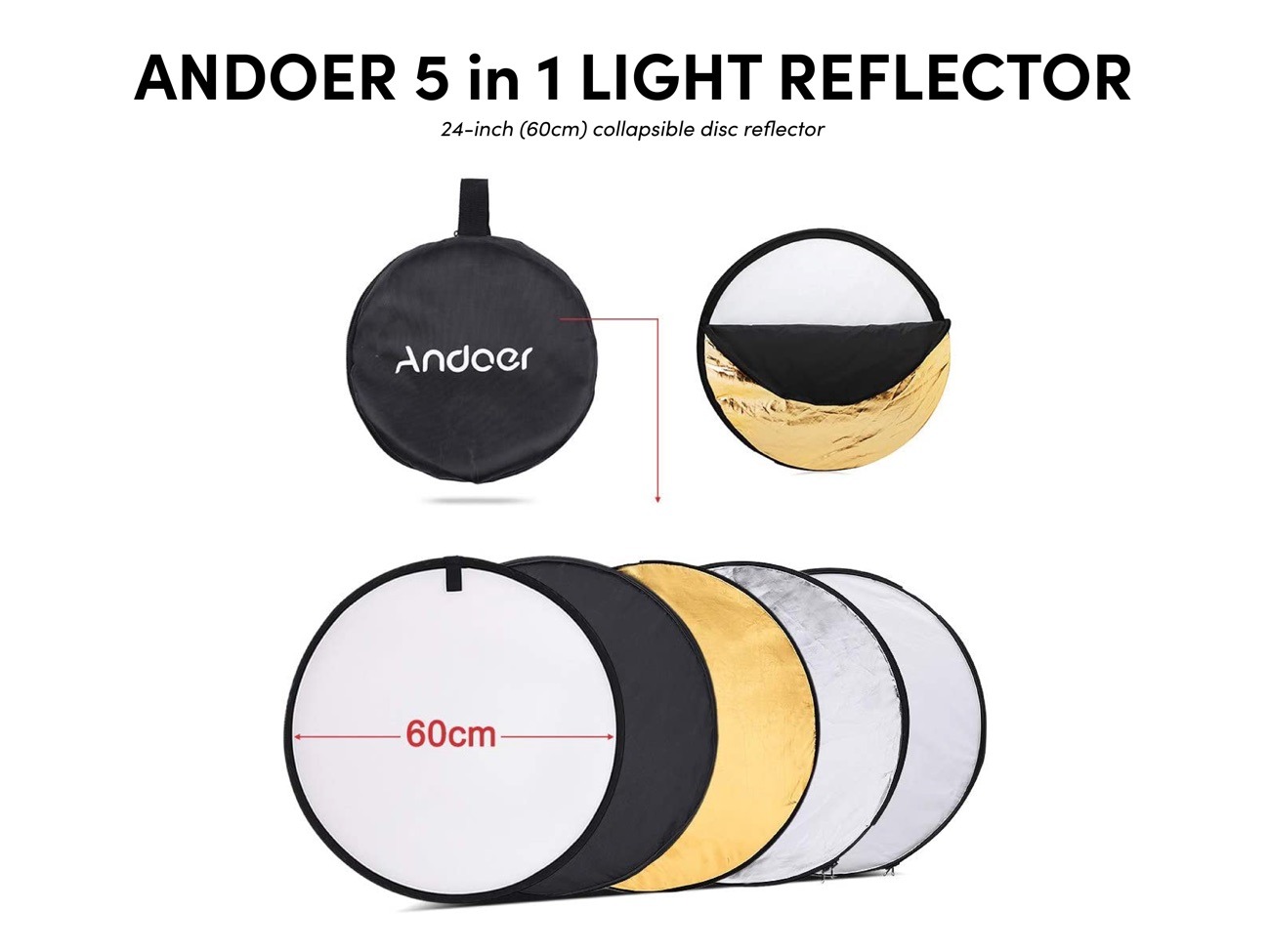 Andoer 5 in 1 light reflector