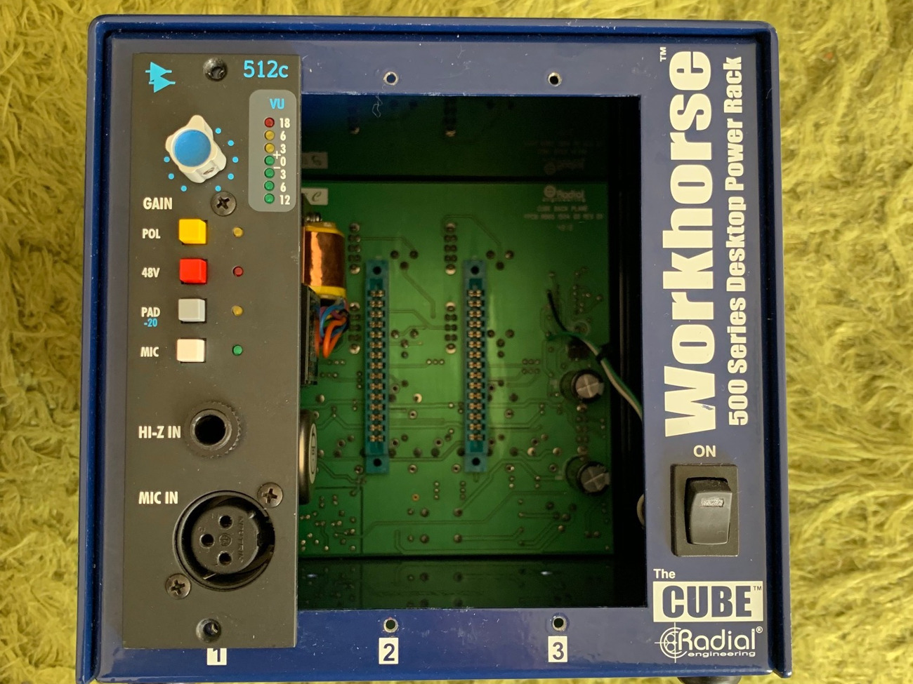 Api 512 mic pre amp. housed in radial cube. 