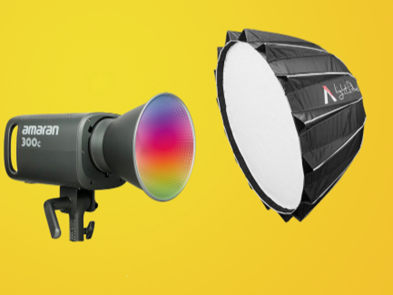 Aputure / amaran 300c rgb with aputure light dome iii or light dome mini softbox