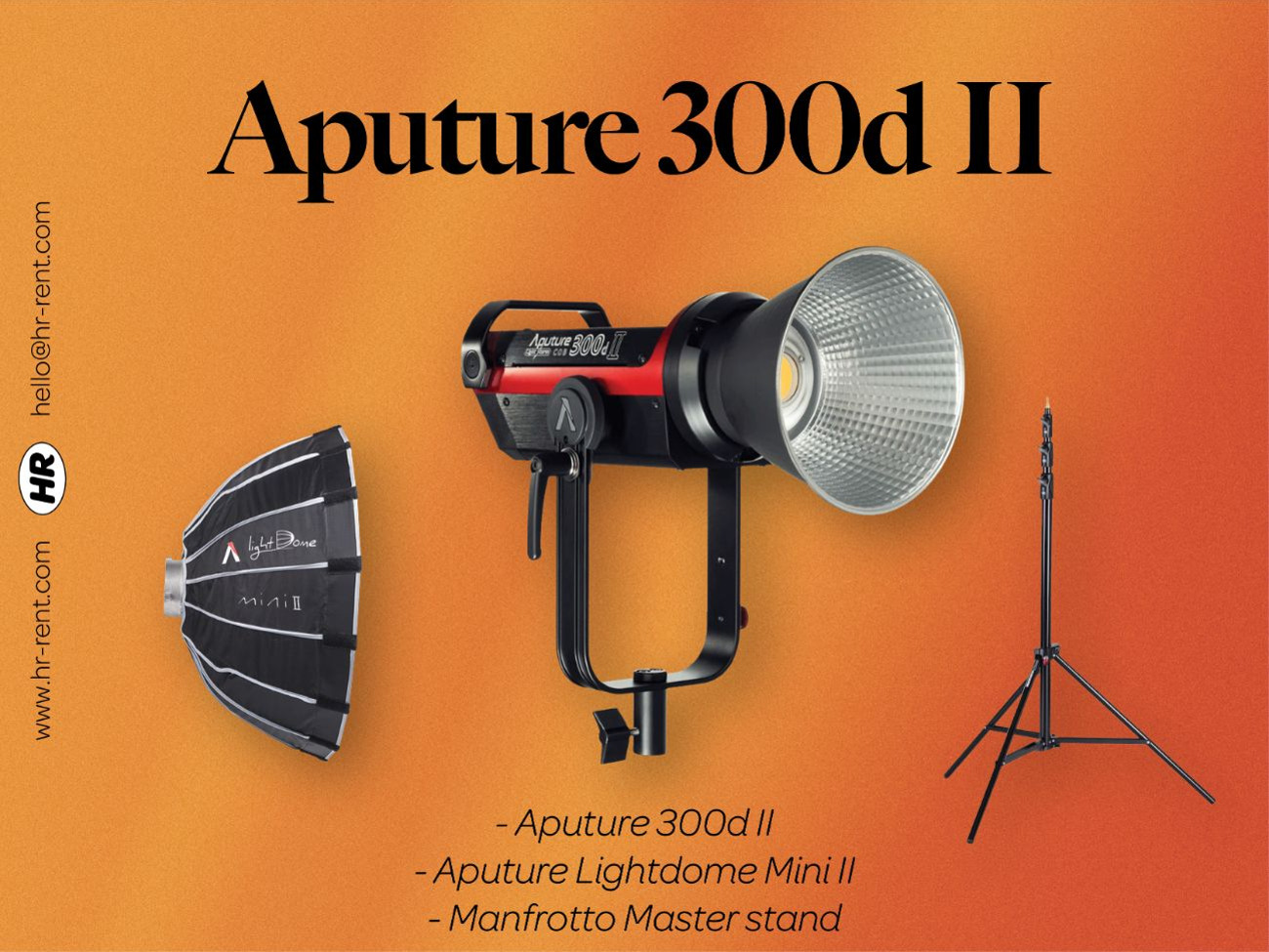 Aputure 300d ii (led light continuous lighting) + softbox + stand