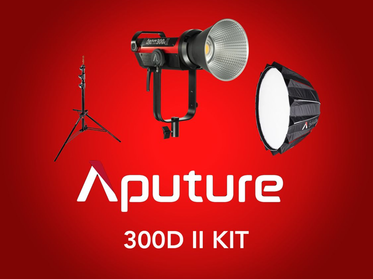 Aputure 300d mkii + light dome ii + stand