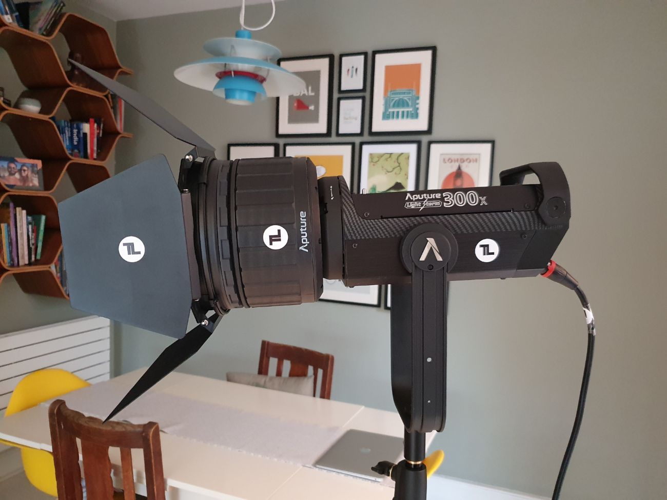Aputure 300x (bi-colour), aputure fresnel 2x + batteries    