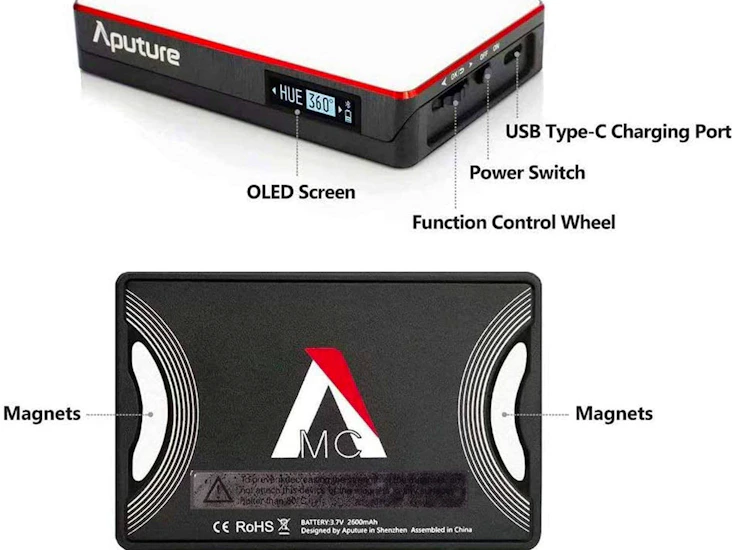 Aputure amaran mc rgbww mini on camera video light