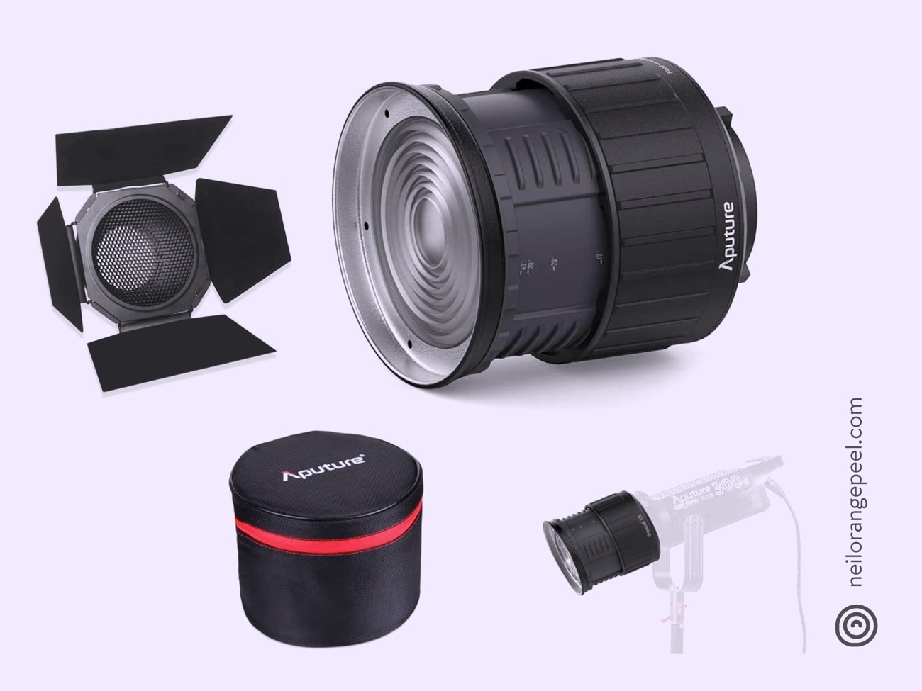 Aputure fresnel 2x bowens mount & barndoors for ls c120t 120d 300d 300x
