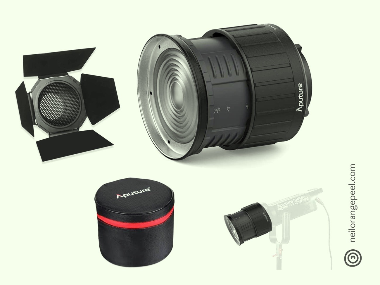 Aputure fresnel 2x bowens mount & barndoors for ls c120t 120d 300d 300x