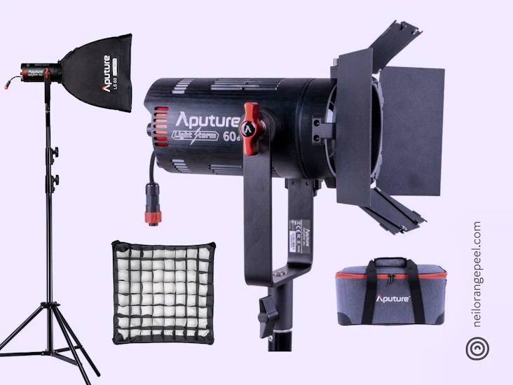Aputure light storm 60d led light ls, softbox & light stand