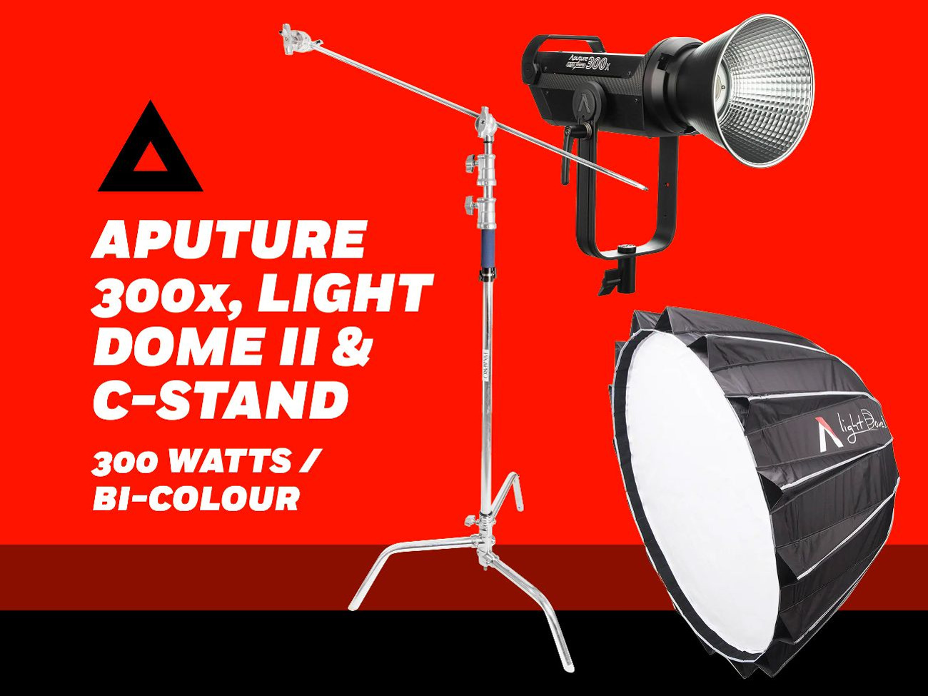 Aputure lightstorm 300x, light dome ii & c-stand