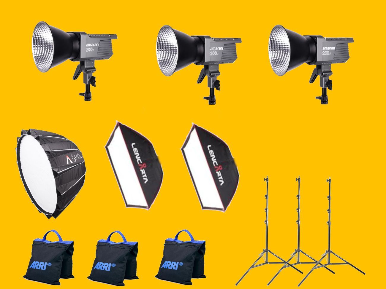 Aputure three point interview lighting kit 3x 200d 200x 
