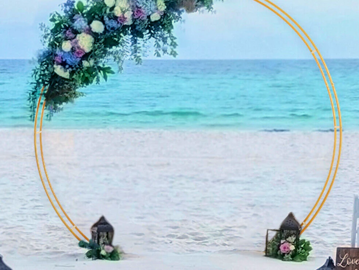 Arch flower frame moon gate walkthrough backdrop standing