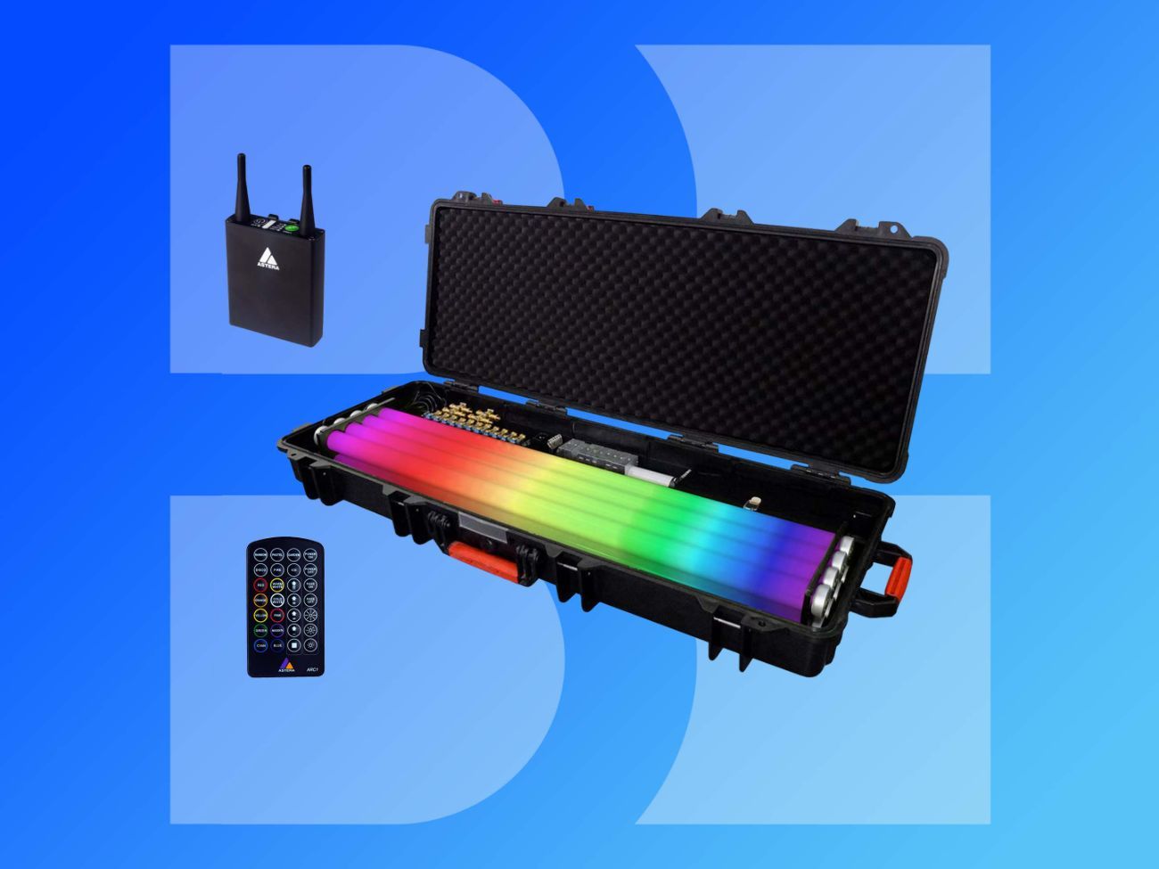 8 astera pixel tube rgb lights + art7 wireless dmx box