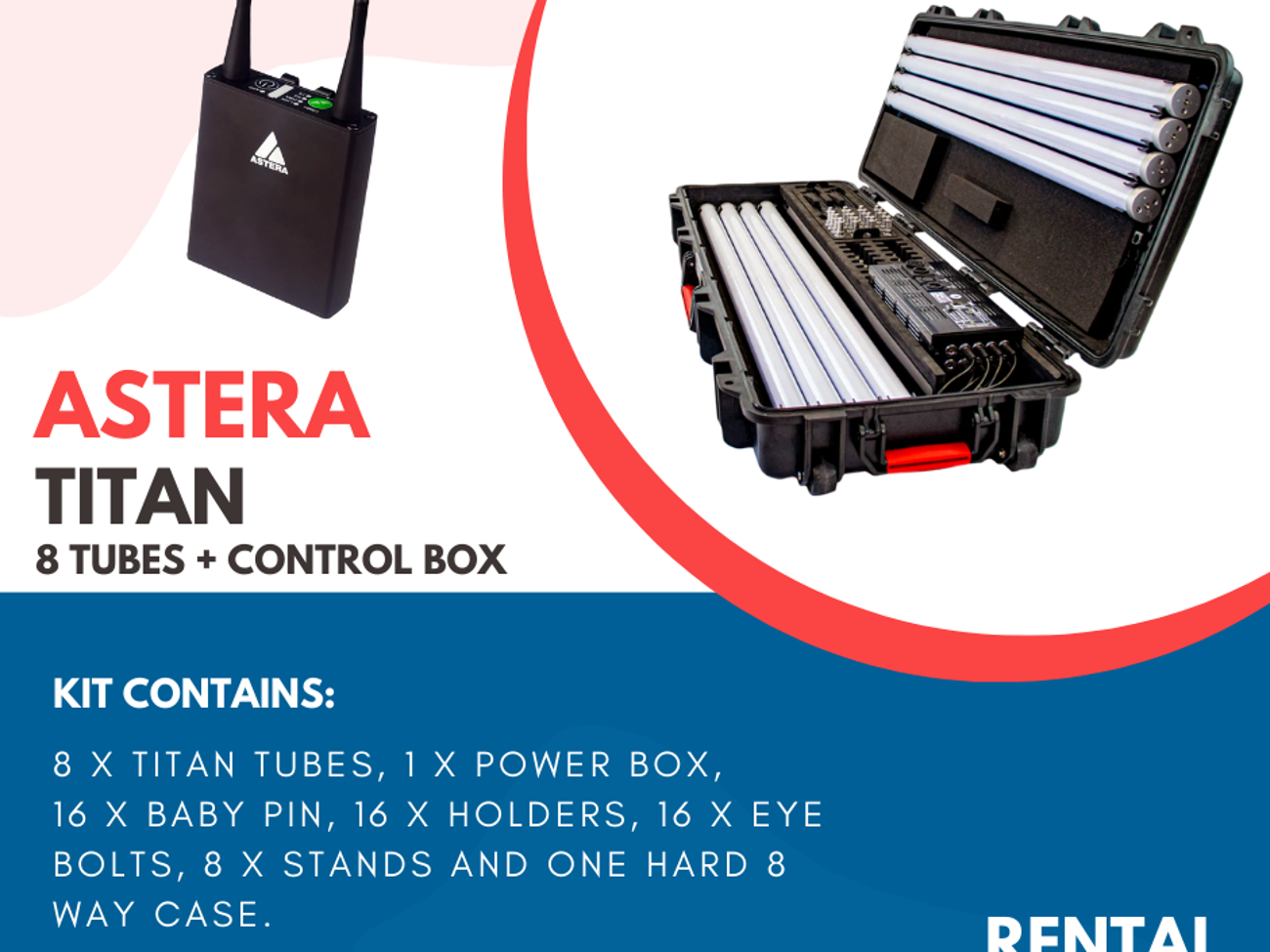 Astera titan led tubes - set of 8 + control box
