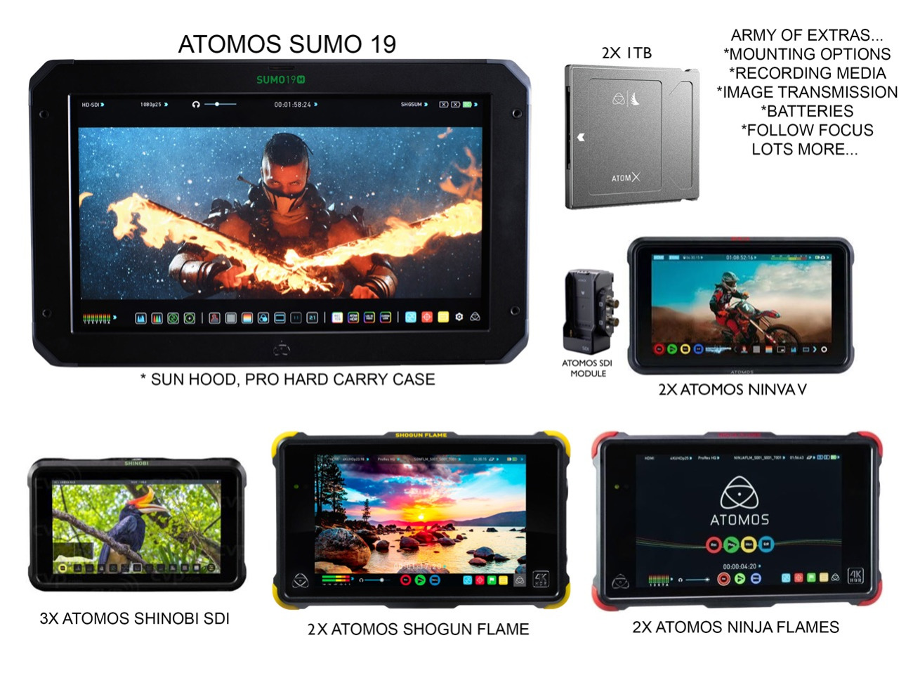 Atomos sumo / shogun / ninja / shinobi + dji monitors