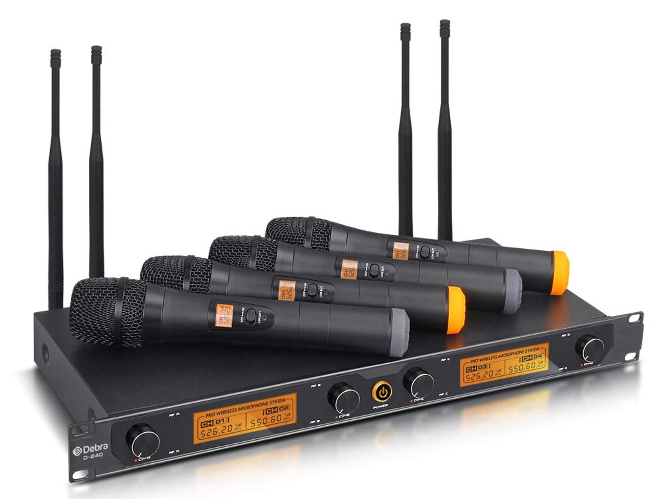 Audio d-240 uhf 4 channel wireless microphone system 