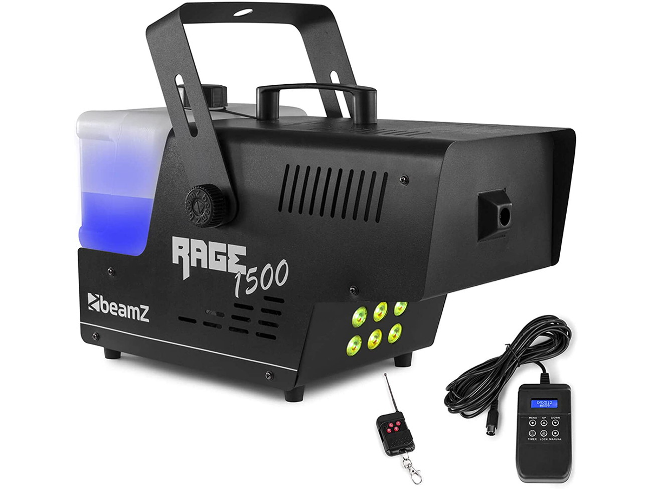 Beamz rage 1500w smoke machine with control rgb lights party
