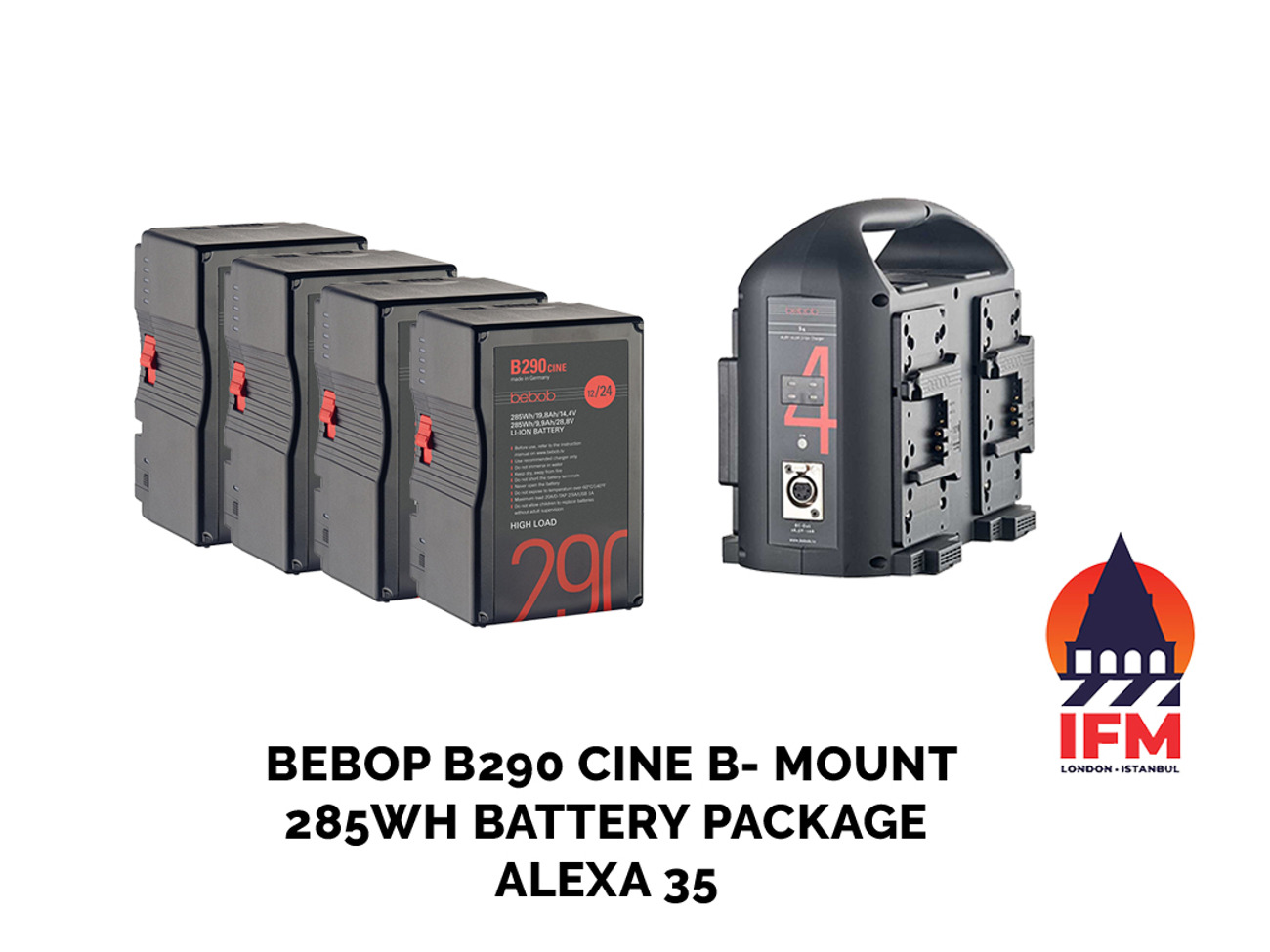 Bebop b290 bmount battery package w/quad charger for alexa35