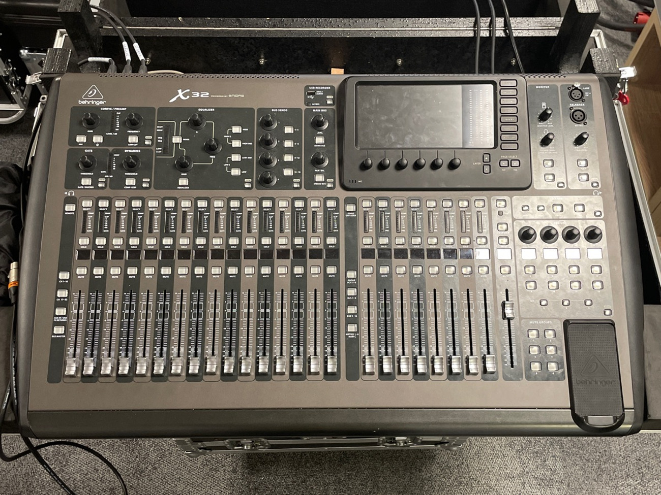 Behringer x32 digital mixer with gator flight case