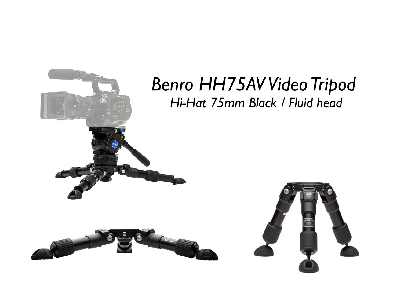 Benro hh75av video tripod professional hi-hat 75mm black