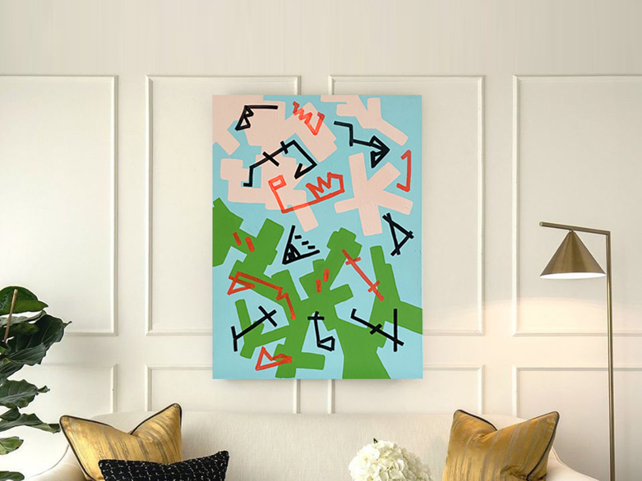 Huge canvas modern painting abstract 90 cm x 120 cm
