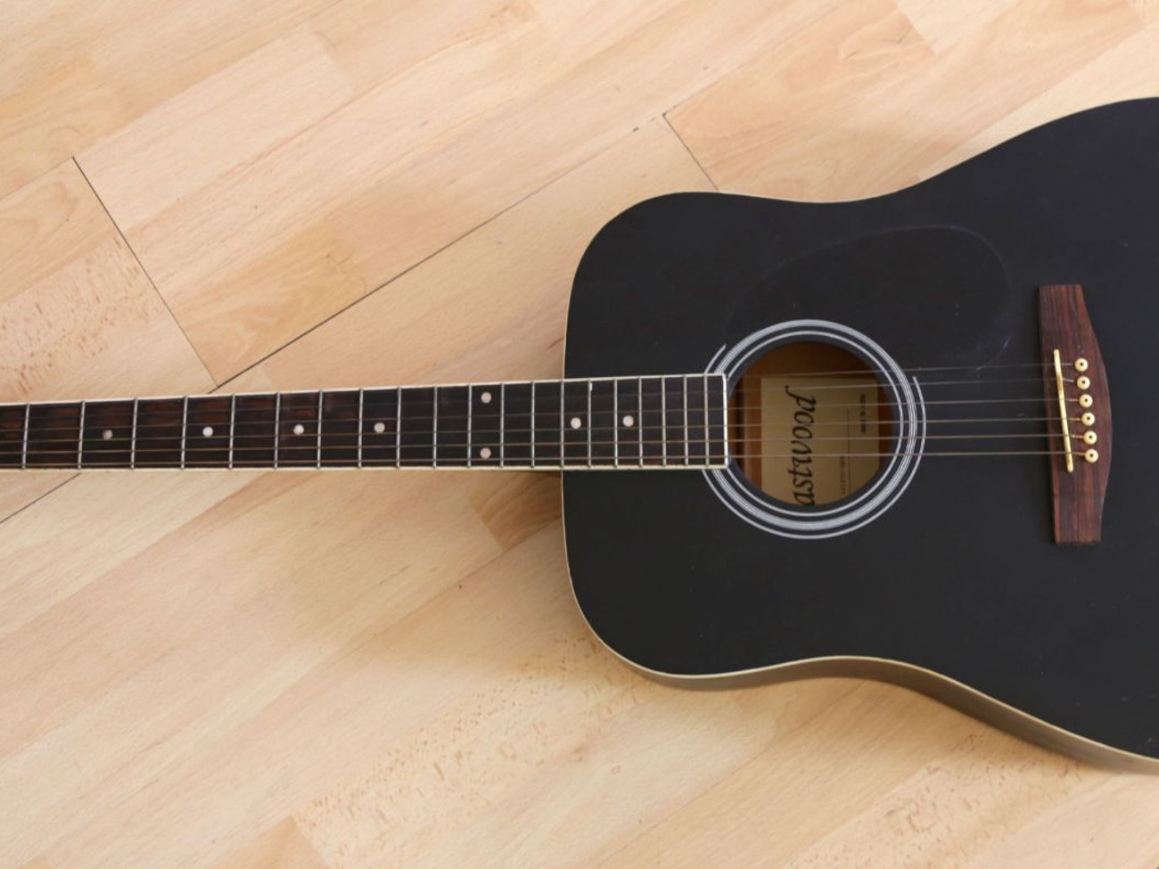 Black acoustic guitar east wood high quality