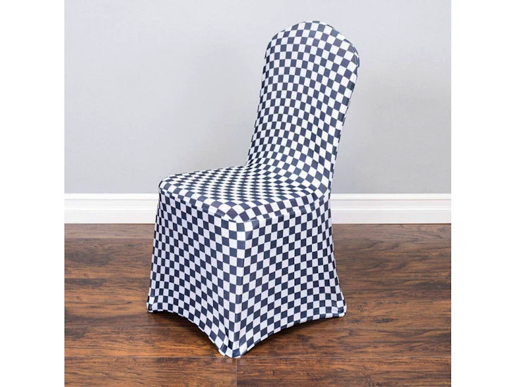 Black and white checkered spandex chair cover