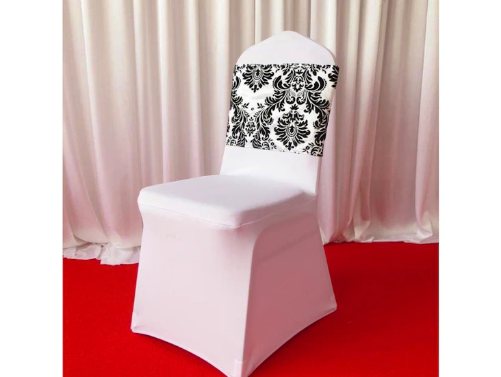 Black and white damask chair band
