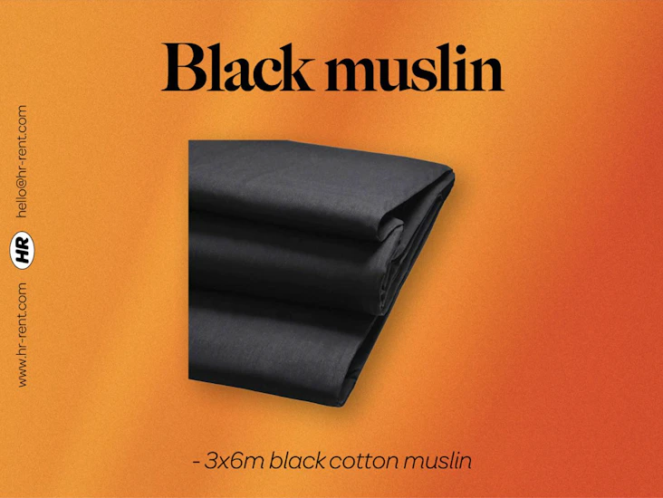 Black cotton muslin (black backdrop, cloth, fabric, blackout)