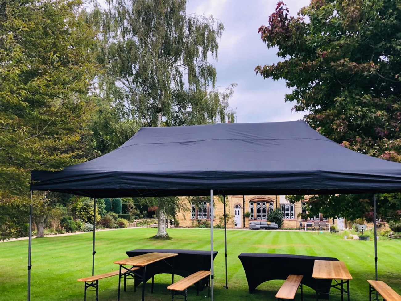 Black heavy duty pop up gazebo 3m x 6m