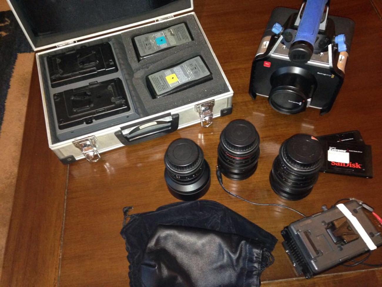 Black magic cinema camera full production package inc. prime lenses and audio