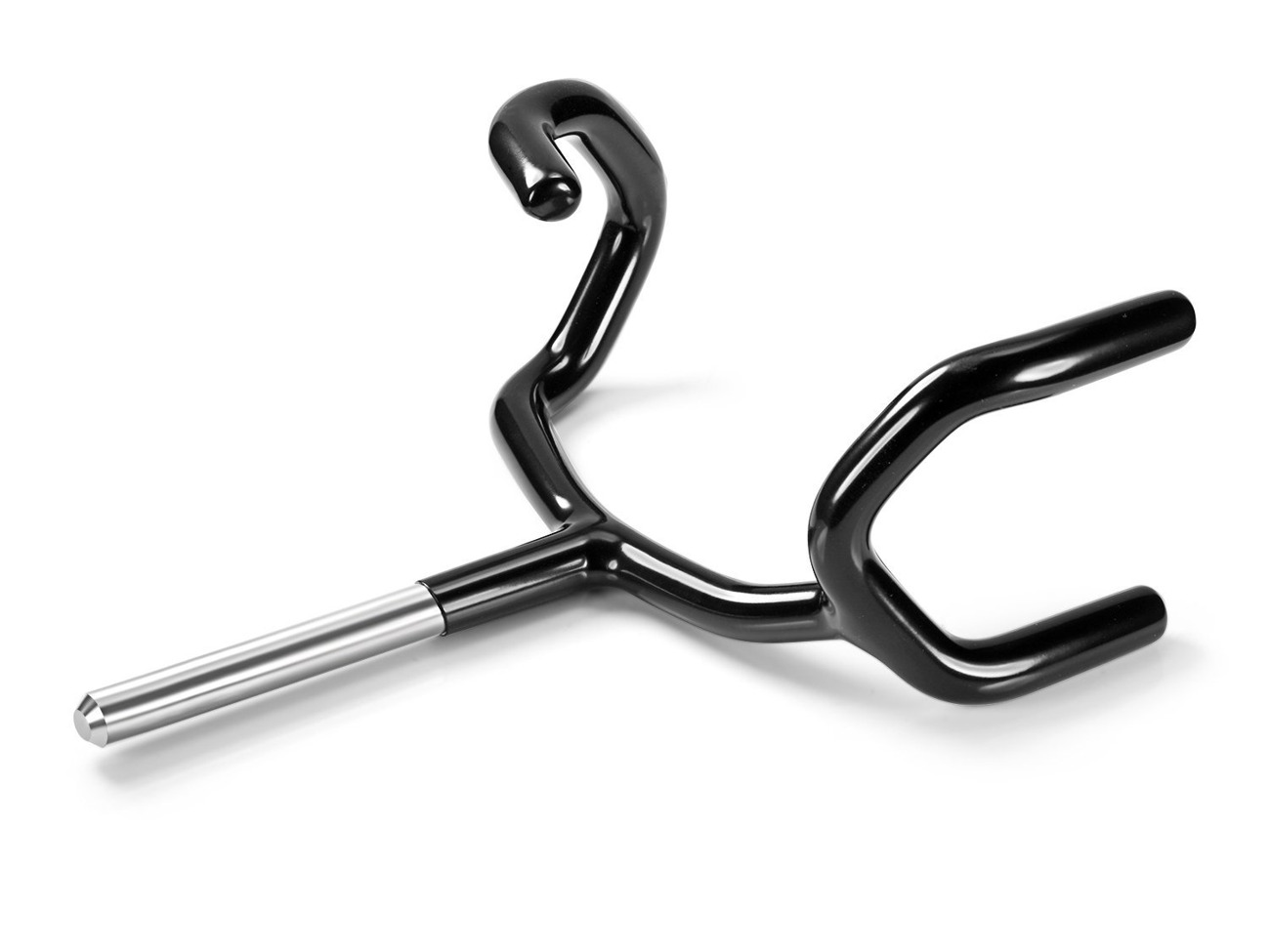 Black metal microphone boom pole support holder