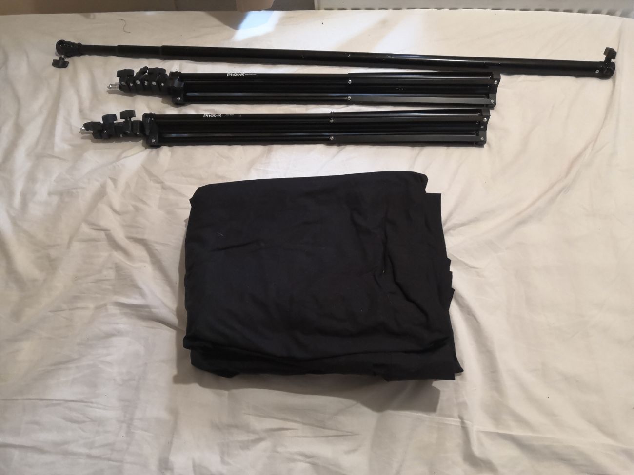 Black muslin cotton backdrop screen 2m x 3m + backdrop stand
