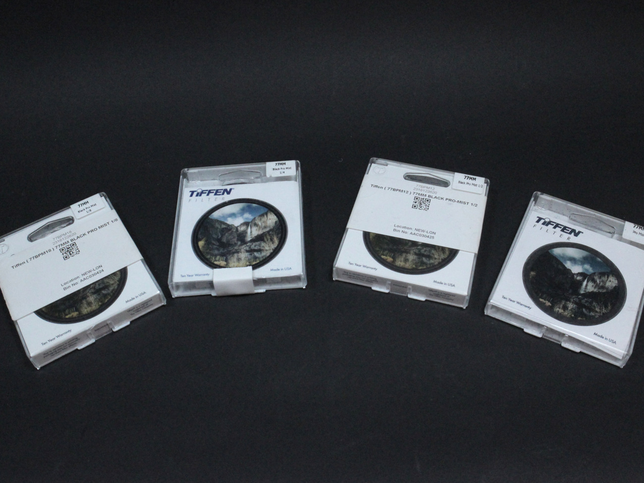 Tiffen black promist filters set 1/8, 1/4, 1/2, 1 - 77mm thread 