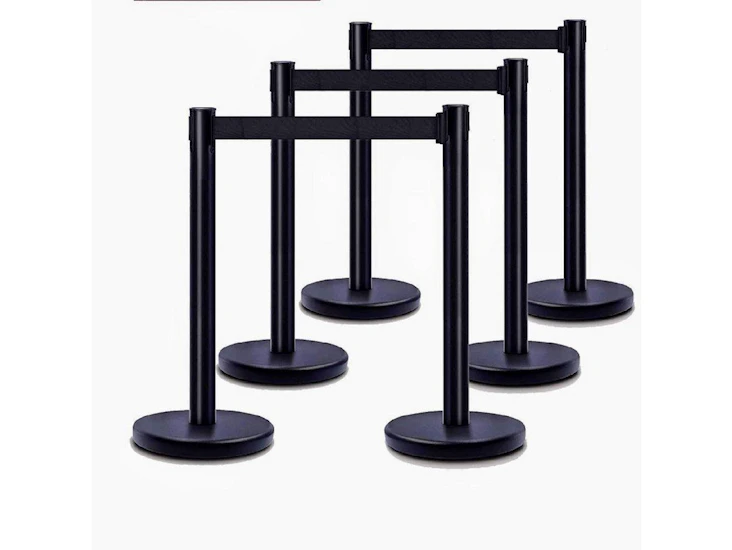 Black stanchion 8" retractable belt pair