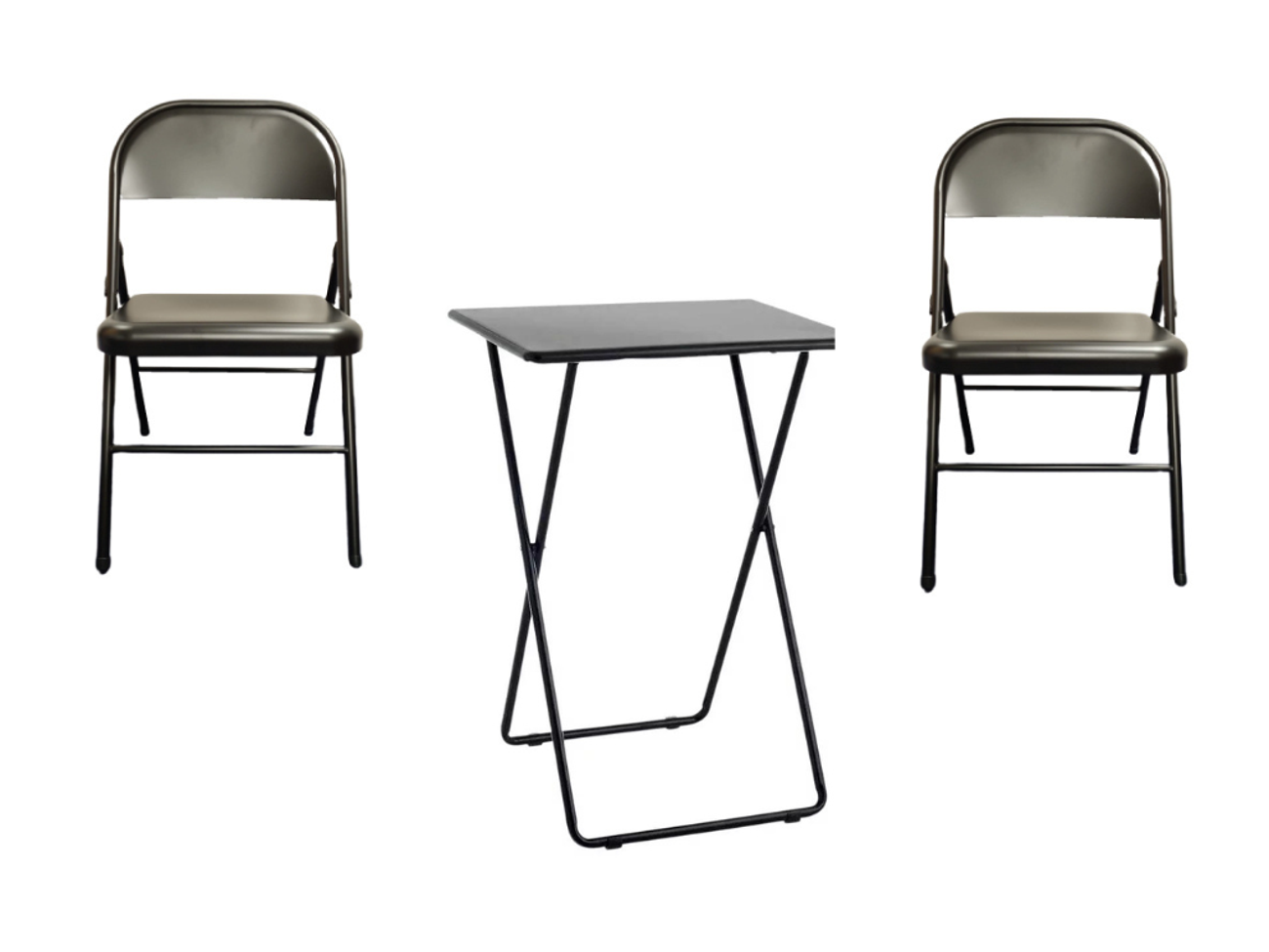 Black table + 2 matching chairs set - garden/ party/ event