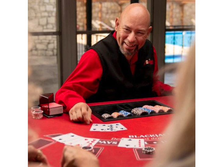 Blackjack table with dealer and chairs vegas-style 6ftx4ft