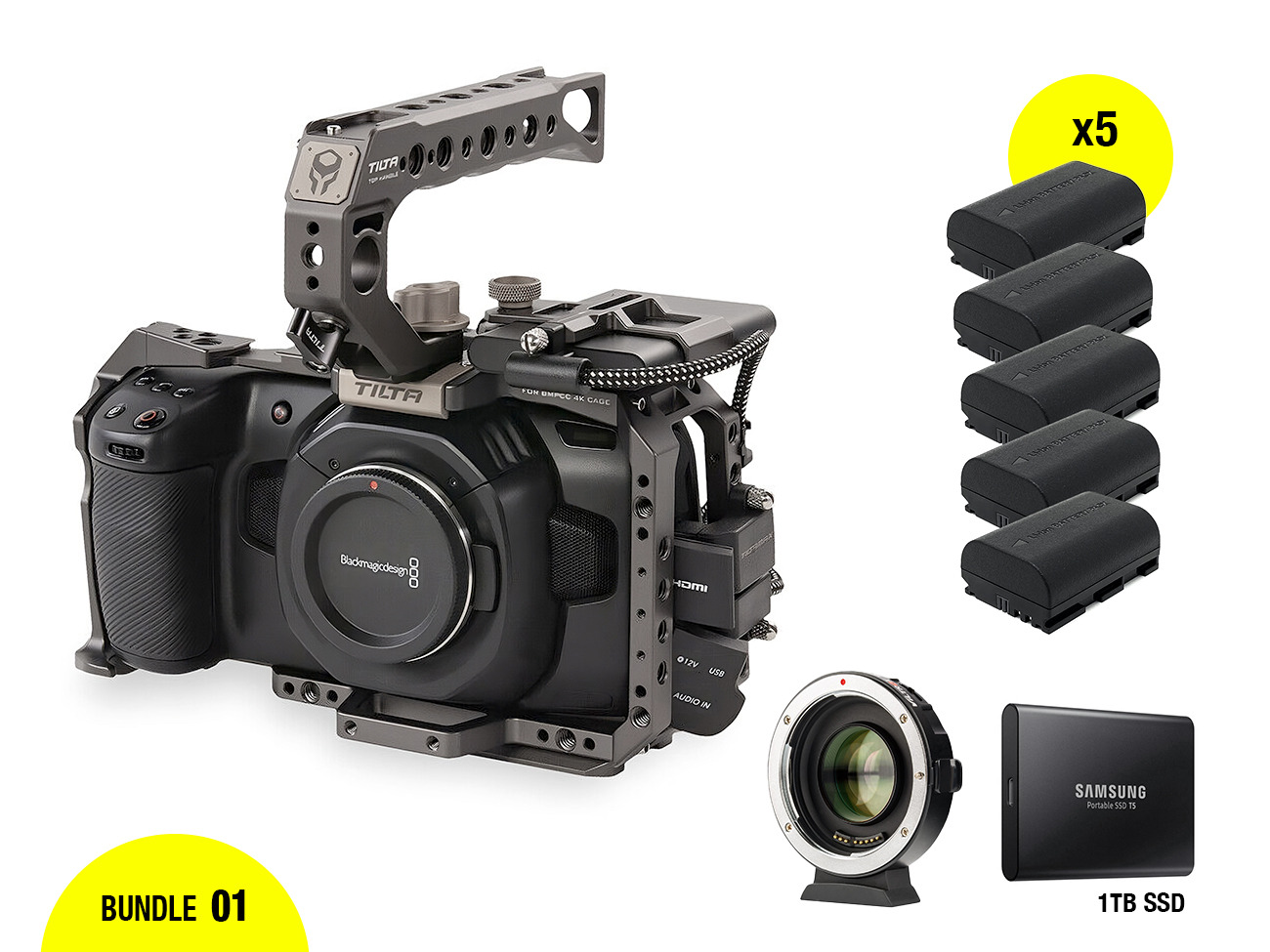 Blackmagic 4k (bmpcc4k) + 5 battery + ssd