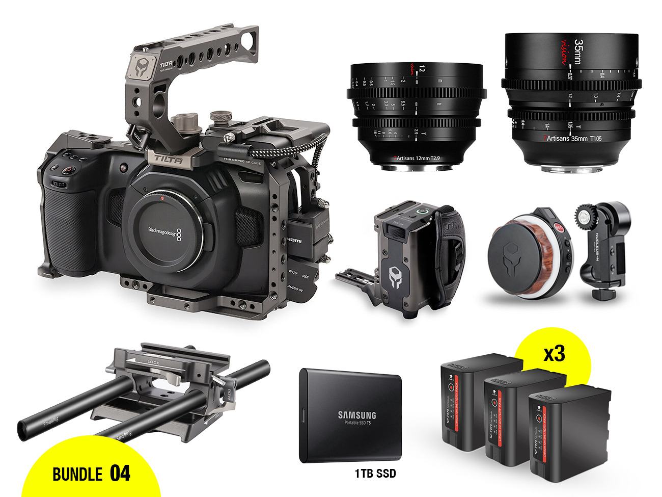 Blackmagic 4k (bmpcc4k) + lens + tilta focus