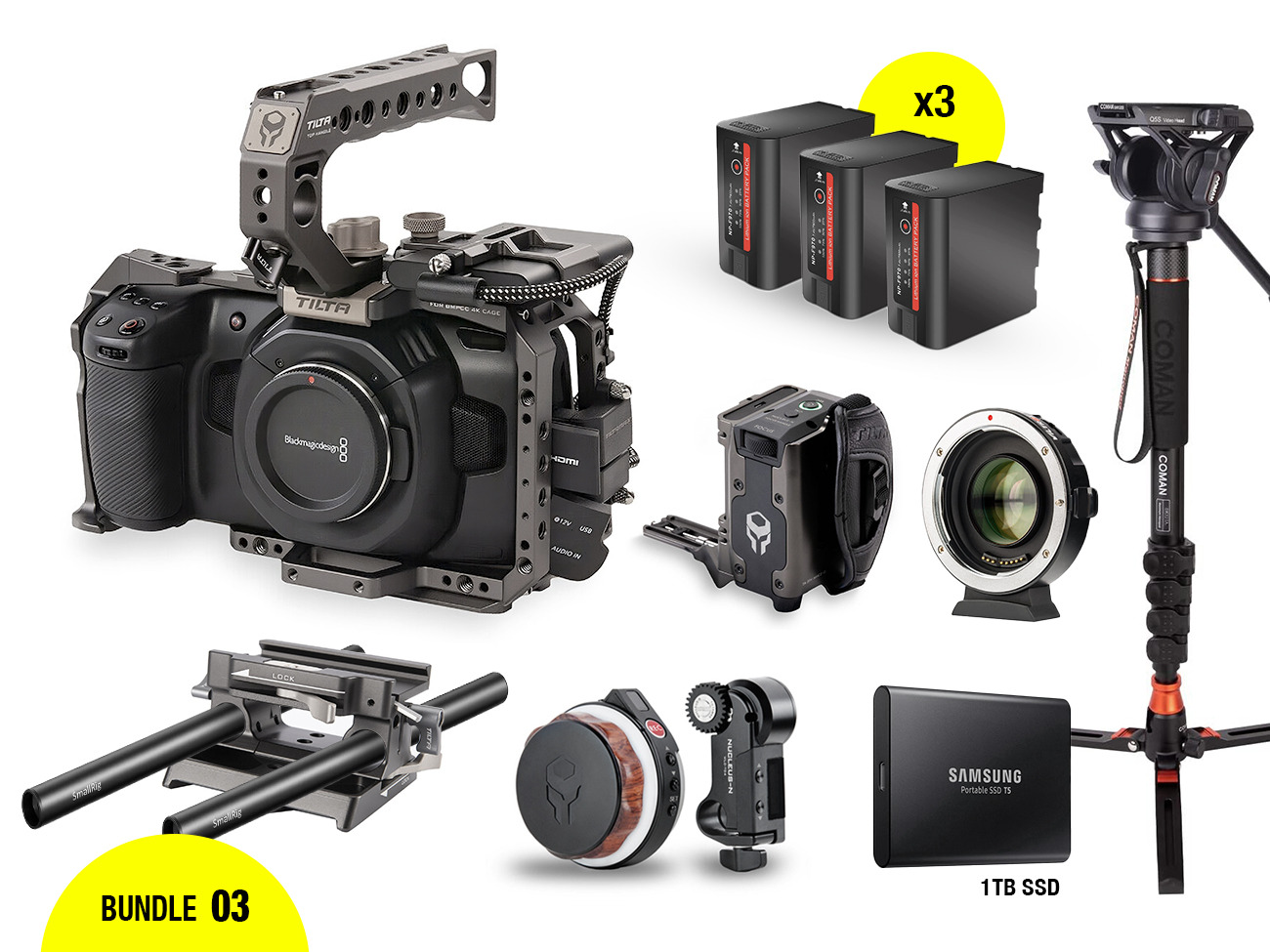 Blackmagic 4k (bmpcc4k) + tilta focus + monopod