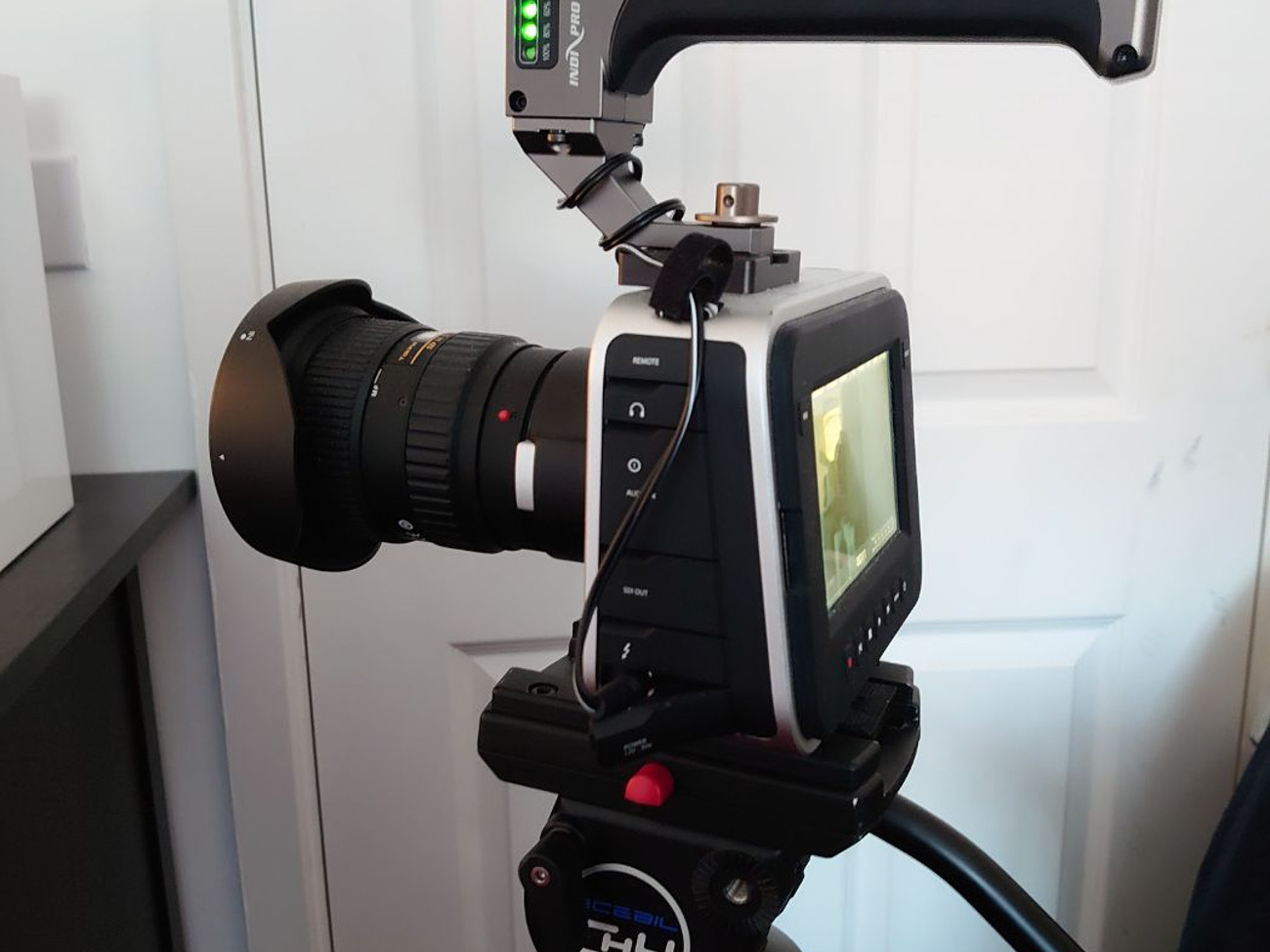 Blackmagic 4k cinema camera rig, shoulder and follow focus