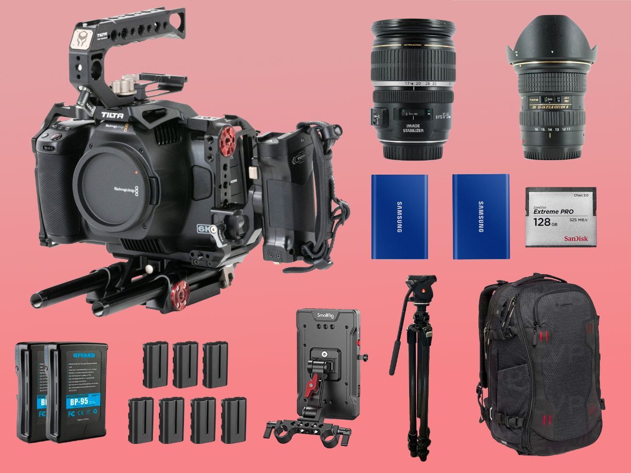 Blackmagic 6k pro + 2 lenses, advanced tilda kit and tripod