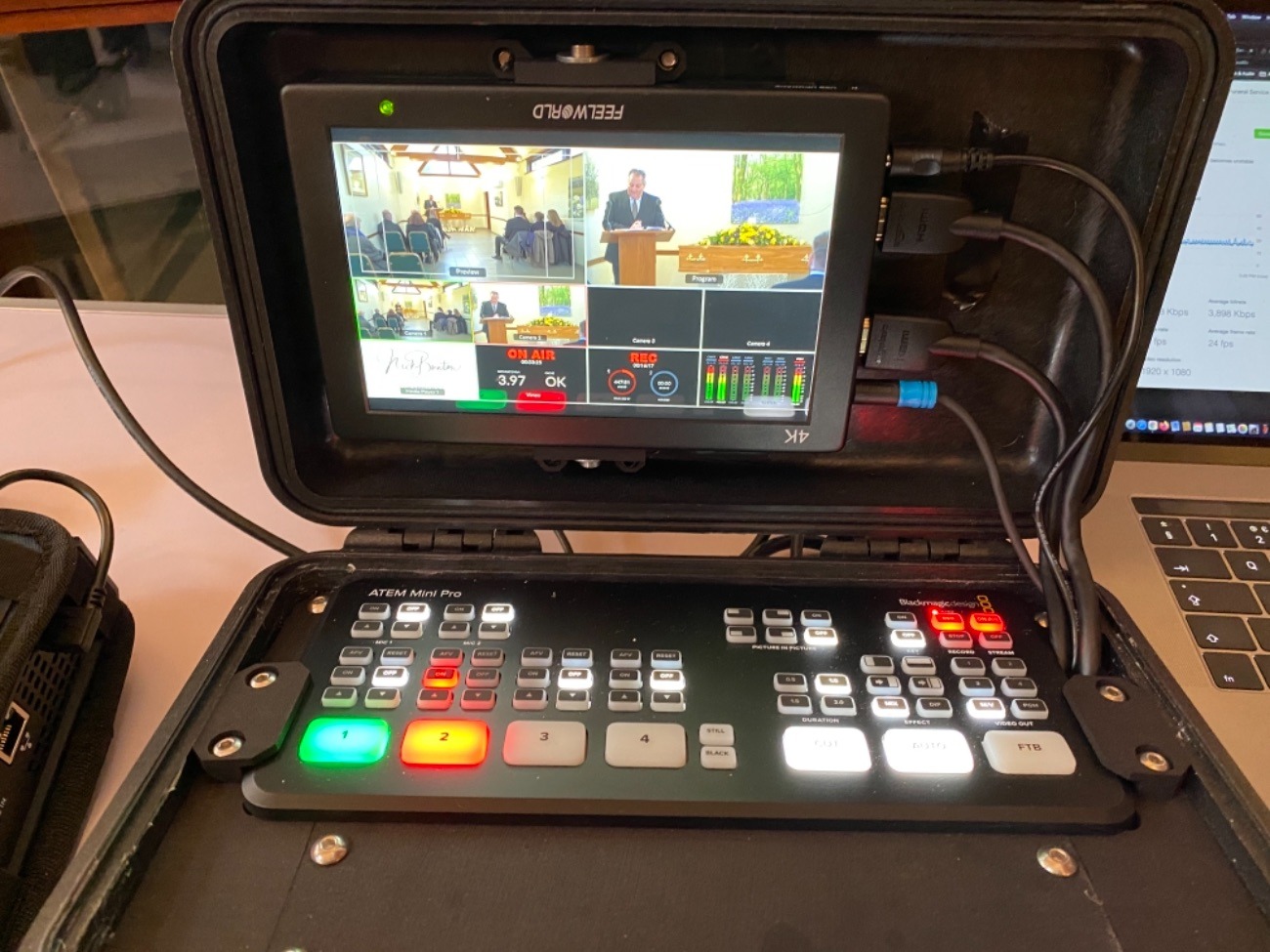 Blackmagic atem mini pro kit in case with monitor