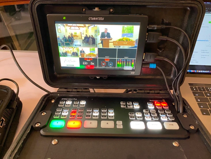 Blackmagic atem mini pro kit in case with monitor