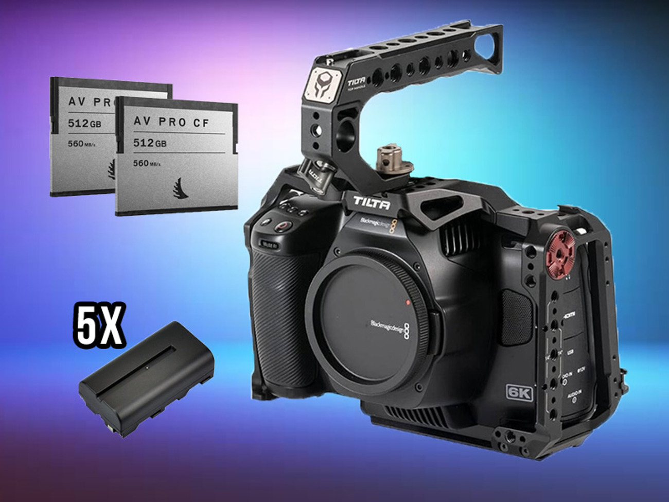 Blackmagic bmpcc 6k pro + cage + 1tb cfast cards