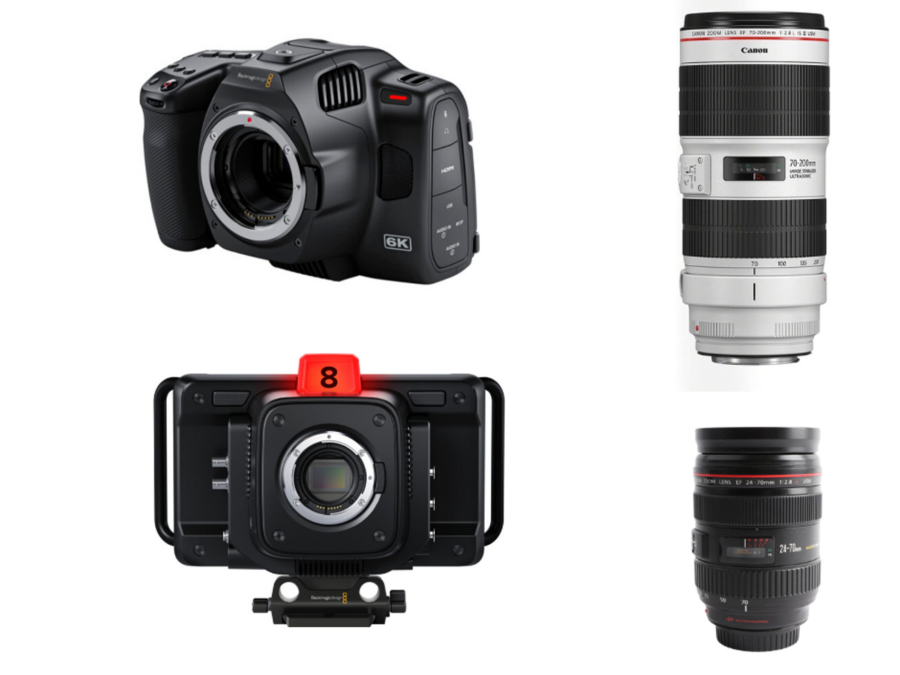 Blackmagic cinema camera 6k pro and studio 6k pro plus lenses
