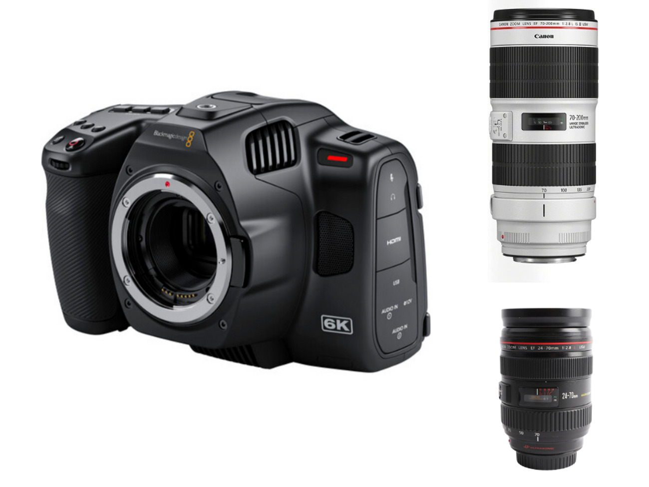 Blackmagic cinema camera 6k pro with canon lens set