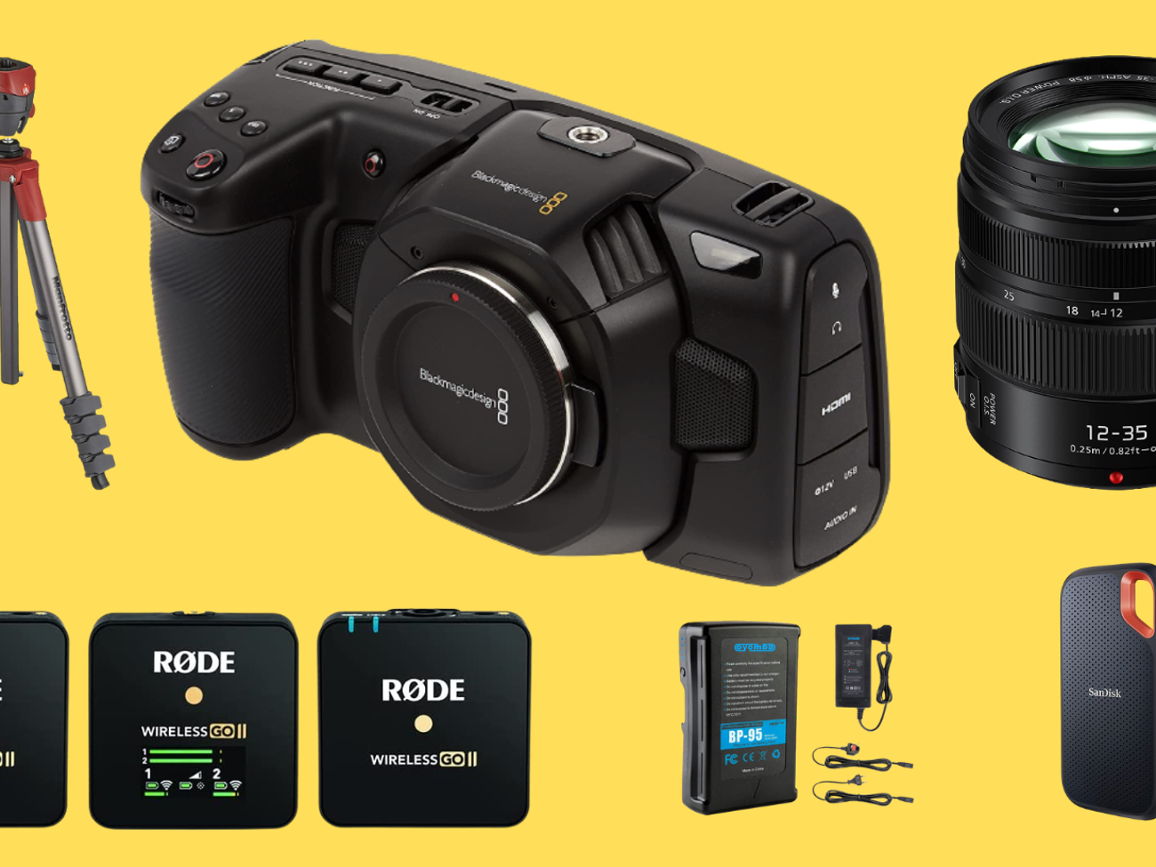 Blackmagic pocket camera with essential accessories